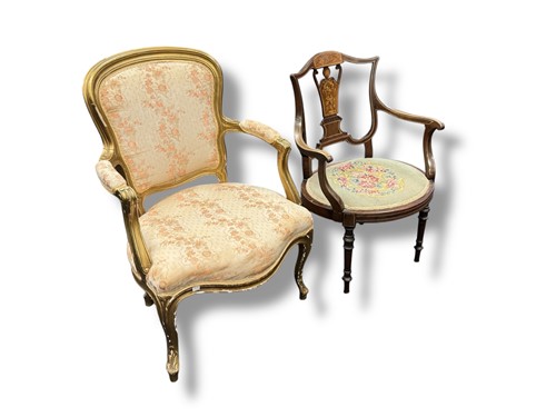 Lot 751 - An Edwardian mahogany and marquetry open...