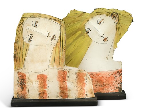 Lot 75 - Christy Keeney (1958-), two stylised female heads