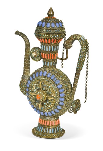 Lot 98 - A Tibetan or Mongolian metal ewer, 19th / 20th century
