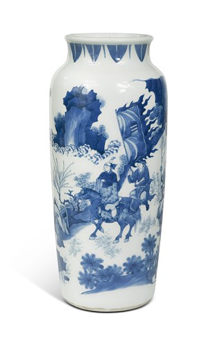 Lot 54 - A Transitional style blue and white vase, modern