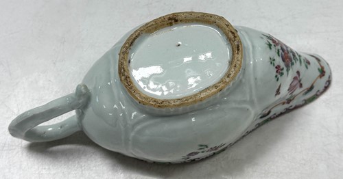 Lot 14 - Two Chinese famille rose sauceboats, Qianlong, circa 1780