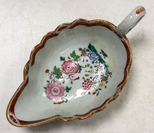 Lot 14 - Two Chinese famille rose sauceboats, Qianlong, circa 1780