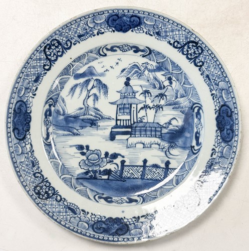 Lot 23 - Fourteen Chinese export blue and white plates, Kangxi and later