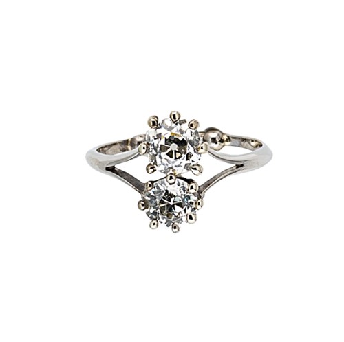 Lot 157 - A two stone diamond ring
