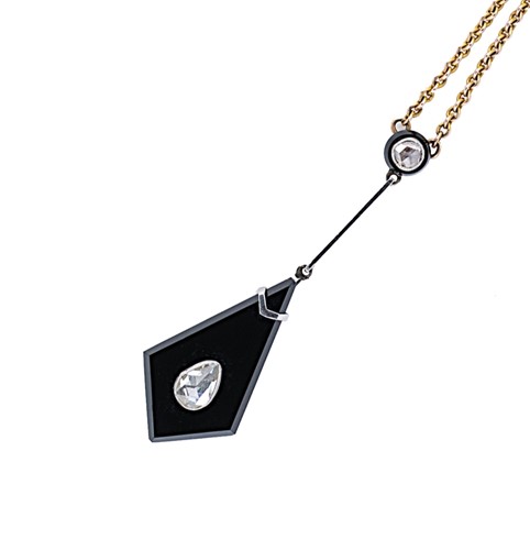 Lot 23 - An early 20th century onyx and diamond necklace