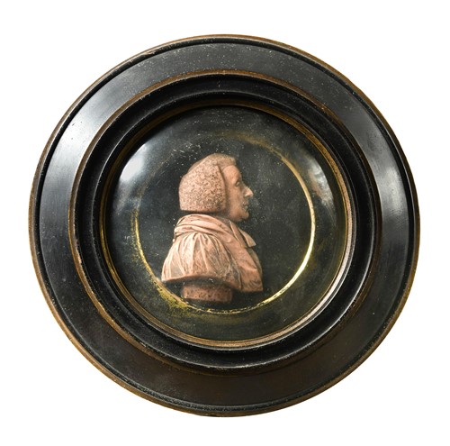 Lot 527 - A wax portrait relief of Isaac Watts, 19th century