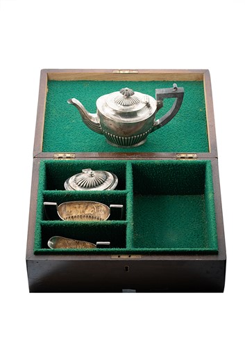Lot 579 - Chester - A Victorian silver 3-piece tea set with one addition