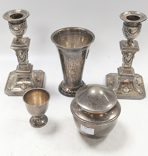 Lot 367 - A collection of silver including an egg cup,...