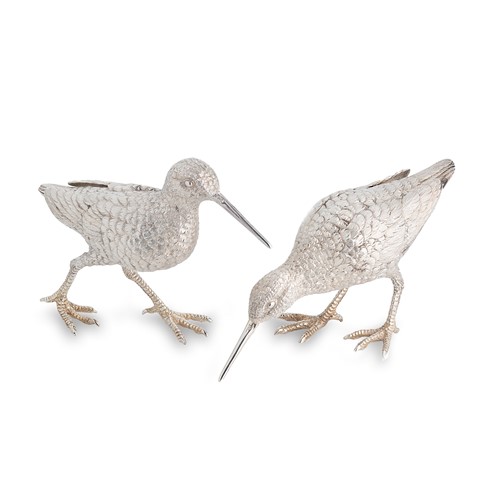 Lot 273 - A pair of Elizabeth II silver table ornaments modelled as snipe