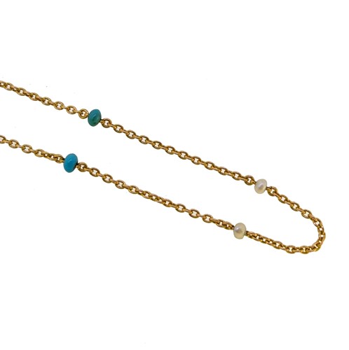 Lot 54 - A turquoise and pearl chain