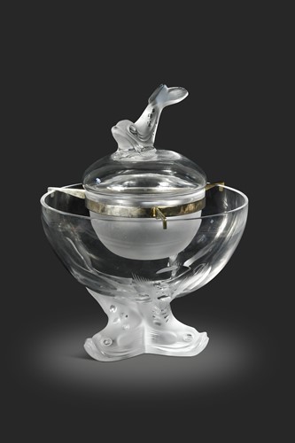 Lot 10 - Igor, a Lalique frosted and polished glass caviar bowl and stand