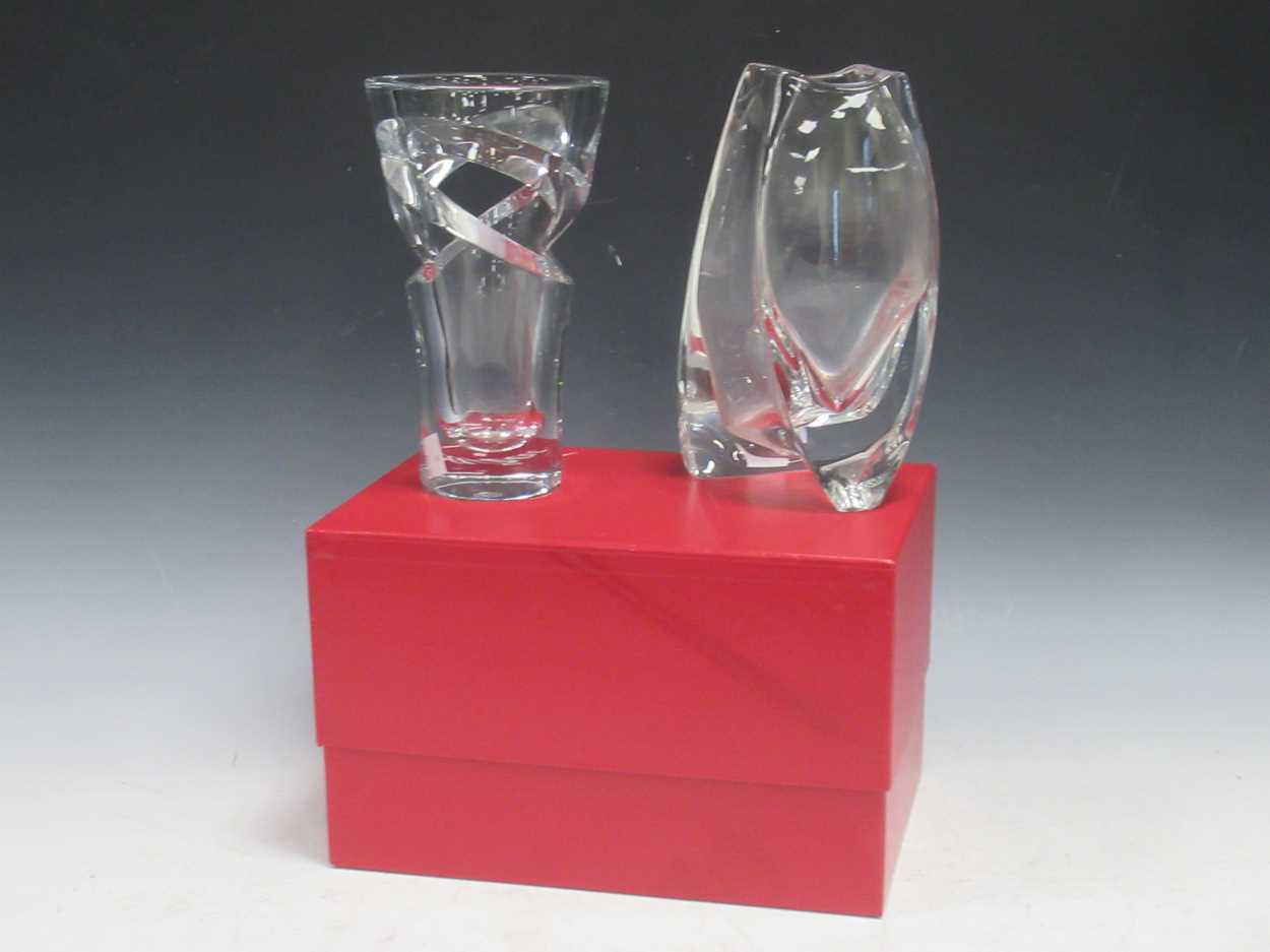 Lot 4 - Two modern Baccarat glass vases (one with...