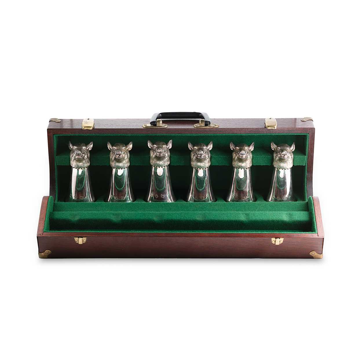 Lot 573 - A set of 6 Elizabeth II silver stirrup cups