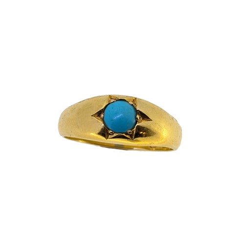 Lot 35 - A Victorian 18ct gold turquoise ring