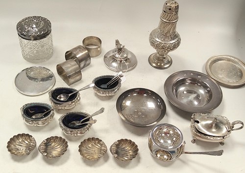 Lot 370 - A collection of silverware including cruets,...
