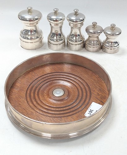 Lot 361 - Two pairs of silver pepper mills together with...