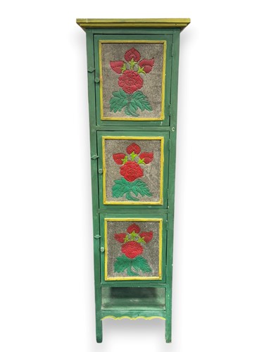 Lot 777 - A Sicilian polychrome painted narrow cabinet,...