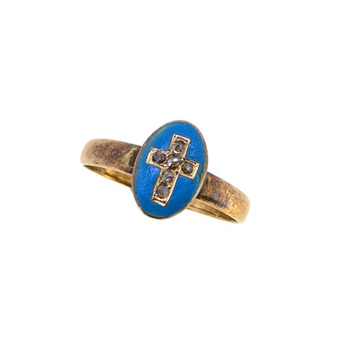 Lot 12 - A Victorian enamel and diamond set ring