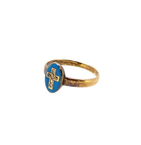 Lot 12 - A Victorian enamel and diamond set ring