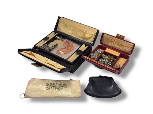 Lot 402 - Two jewellery boxes containing a collection of...