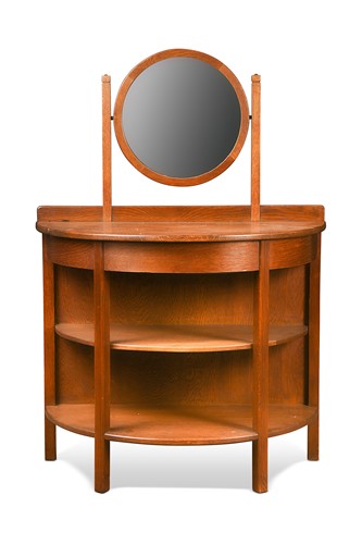 Lot 201 - A rare demi-lune oak dressing table by Heal & Son, circa 1910