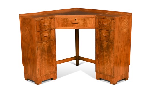 Lot 235 - A Heal's walnut corner desk, circa 1930