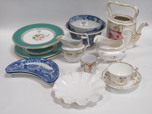 Lot 58 - A box of English ceramics to include a pair of...