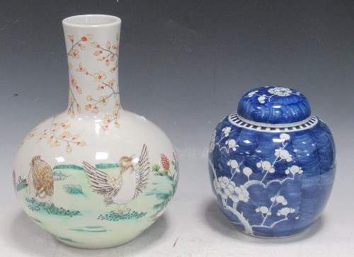 Lot 96 - A Chinese bottle vase, 20th century, decorated...