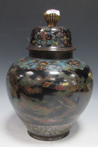 Lot 181 - A late 19th century Japanese cloisonne vase...