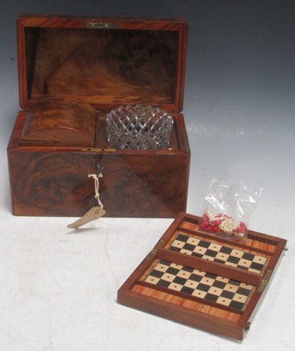 Lot 176 - A 19th century burr walnut tea caddy, 13 x 24...