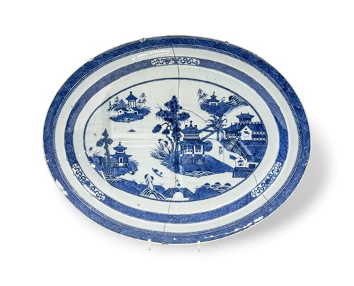 Lot 13 - A rare Chinese blue and white meat platter, Qianlong