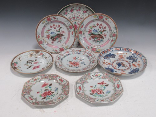 Lot 37 - Five Chinese famille rose export plates, 18th...
