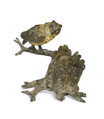 Lot 612 - A Bergman cold painted bronze inkwell