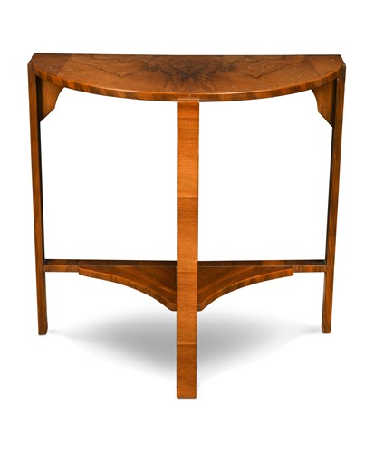 Lot 222 - An Art Deco walnut console/hall table, circa 1940