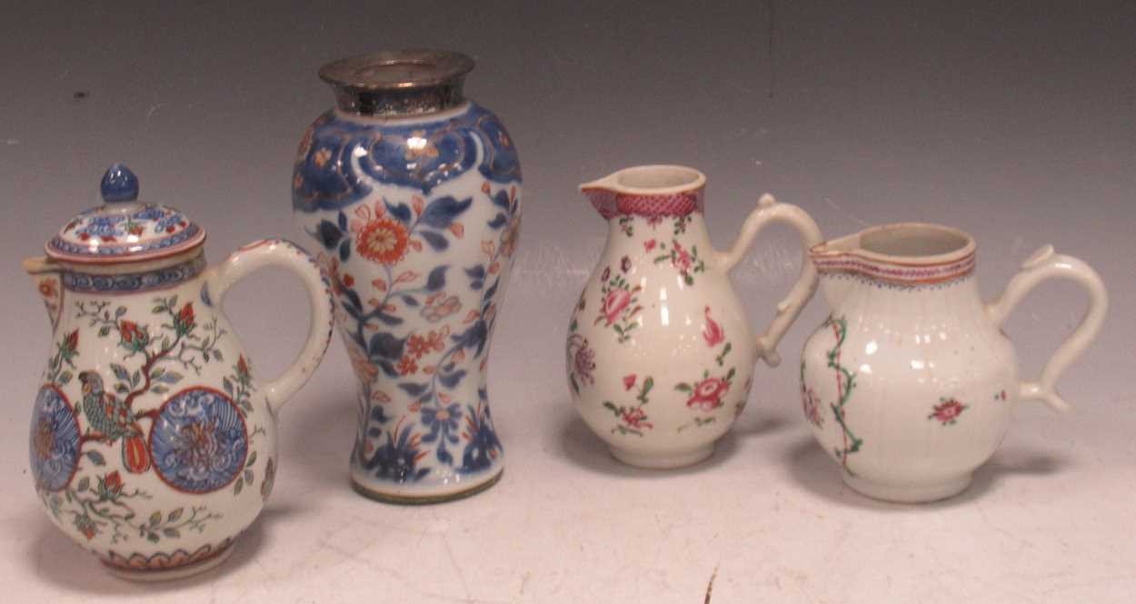 Lot 17 - A Chinese export sparrow beak jug and cover,...