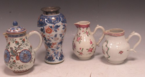 Lot 17 - A Chinese export sparrow beak jug and cover,...