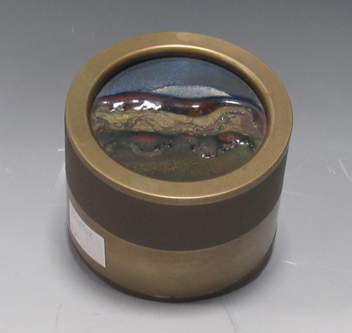 Lot 229 - A brass and enamel trinket box