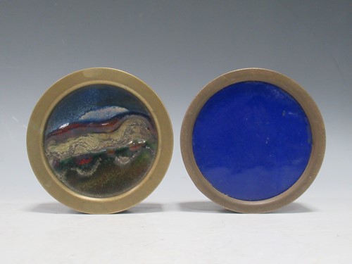 Lot 229 - A brass and enamel trinket box
