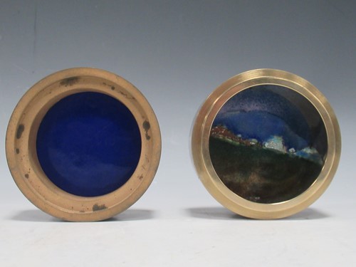 Lot 229 - A brass and enamel trinket box