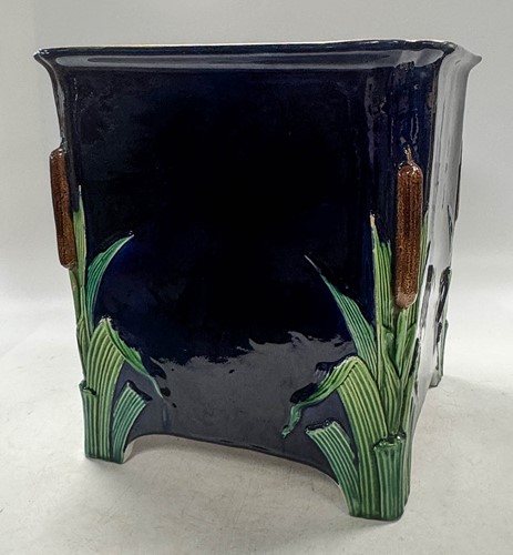 Lot 434 - A Minton Majolica bullrush jardiniere, dated 1867
