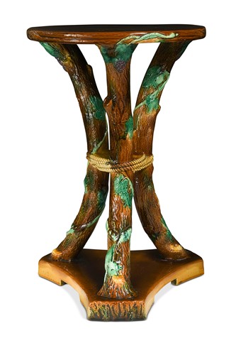 Lot 438 - A George Jones Majolica tripod stand, circa 1870
