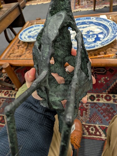 Lot 50 - A bronzed metal skeletal model of a heron or...