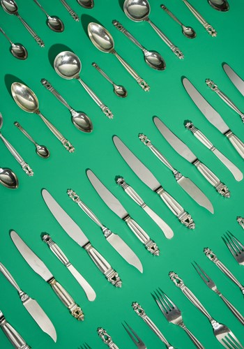 Lot 161 - Johan Rohde for Georg Jensen, an extensive Danish metalwares Acorn pattern flatware service