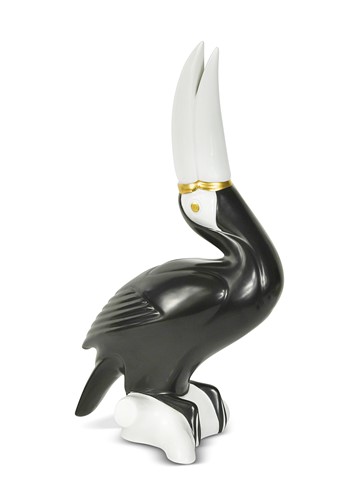 Lot 36 - Royal Dux Bohemia, a mid-century porcelain model of a toucan