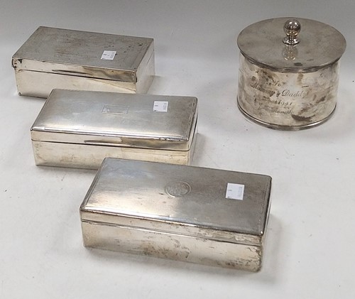 Lot 369 - Three table cigarette boxes together with a...