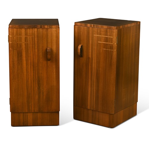Lot 223 - A pair of Art Deco walnut bedsides