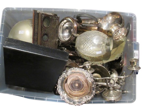 Lot 380 - Two large crates of assorted silver plated...