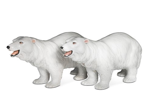 Lot 37 - A pair of Italian white glazed terracotta polar bears