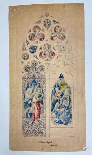 Lot 381 - A stained glass window design for St Paul's Cathedral, Buffalo, New York
