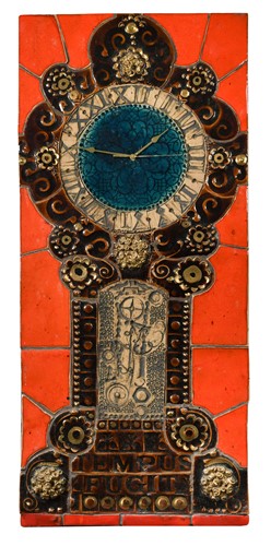 Lot 69 - Jean Powell of Craig Bragdy Design, Denbigh, Wales, a tiled wall clock